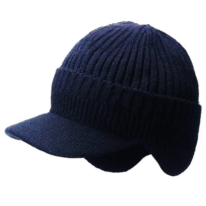 New Winter Men Hat Outdoor Ear Protection Warm Thick Bicycle Knitted Cap Scarf Windproof Visors Baseball Cap Male