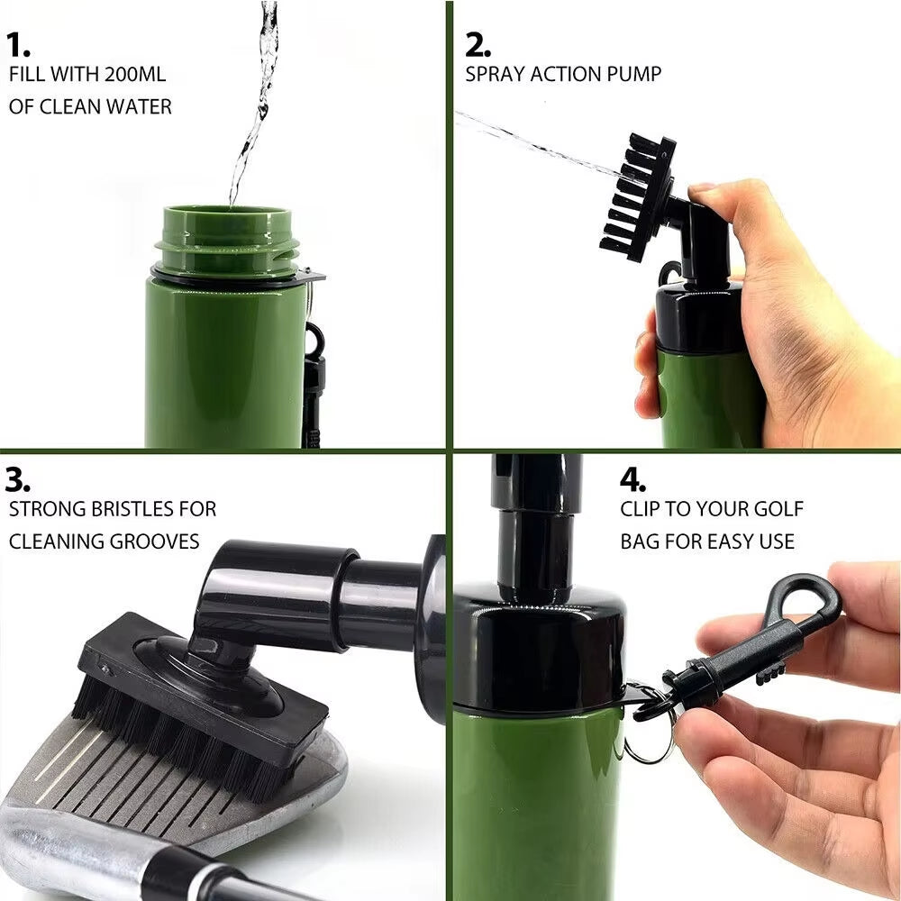 Golf Club Groove Cleaner Brush with Leakproof Spray Bottle Automatic Water Professional Golf Cleaning Kit Portable Golf Tools