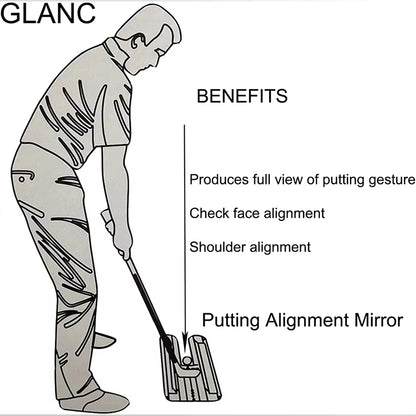 Golf Putting Alignment Mirror Portable Practice Putting Trainer Mirror Size 12 X 6 Inches Use Outdoors or on Indoor Putting Mat